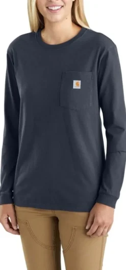 Carhartt Workw Pocket L/S T-Shirt naisten pusero, tummansininen