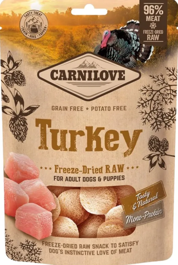Carnilove Freeze-Dried Raw Snacks Turkey pakastekuivattuja koirien herkkuja, 60g