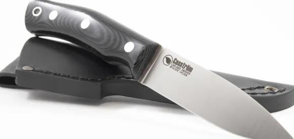 Casström No.10 Swedish Forest Knife Sandvikin 14C28N puukko, Black Micarta