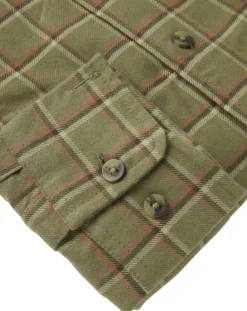 Chevalier Heron Flannel Shirt paita, Field Green Checked
