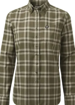 Chevalier Teal Light Flannel Shirt naisten flanellipaita, Olive Green Checked