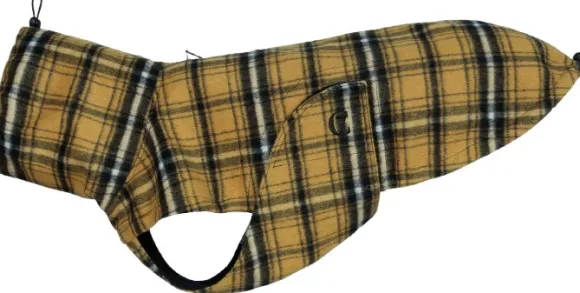 Cloud7 Dog Rain Coat Glasgow Plaid koiran takki, koot 3-5, Yellow