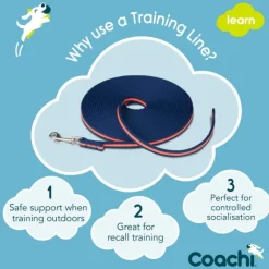 Coachi Training Line koulutus- ja jälkiliina, 10m, tummansininen/oranssi