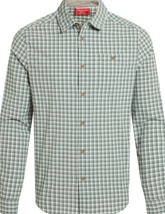 Craghoppers M's NosiLife Nuoro Check Long Sleeved Shirt Lichen Green / Ecru Check