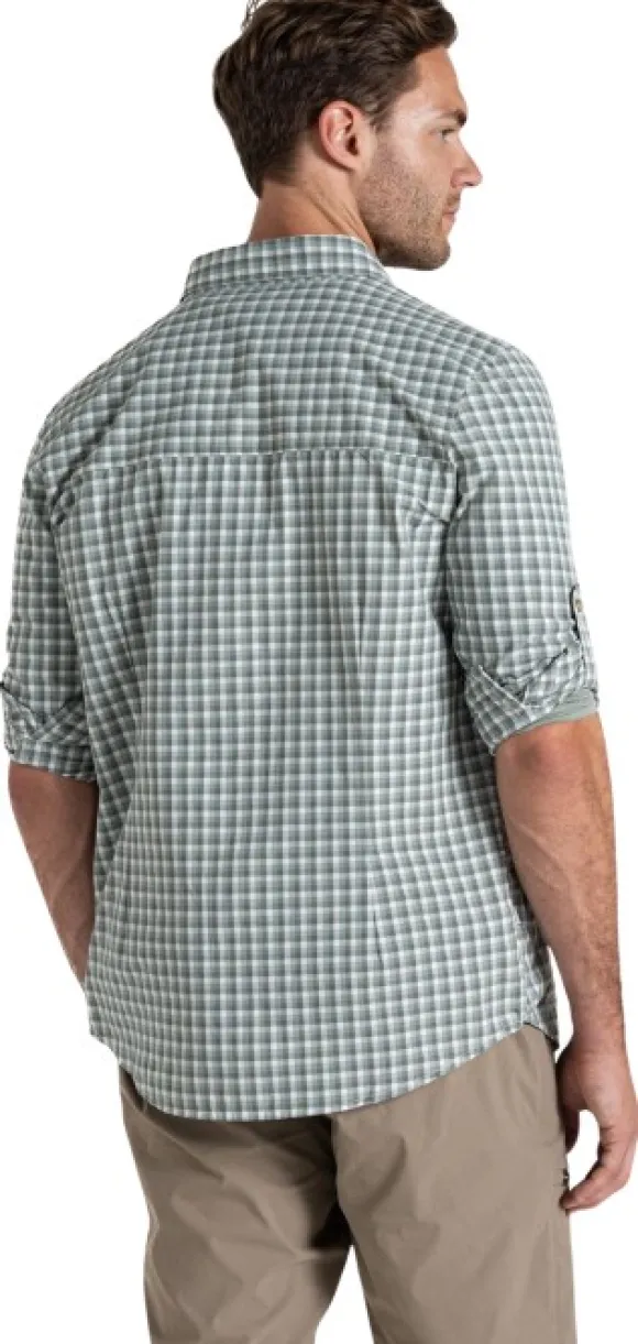 Craghoppers M's NosiLife Nuoro Check Long Sleeved Shirt Lichen Green / Ecru Check