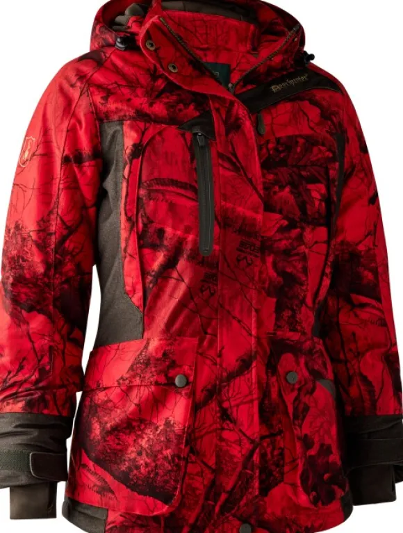 Deerhunter Lady Raven Arctic Jacket naisten metsästystakki, camo/punainen