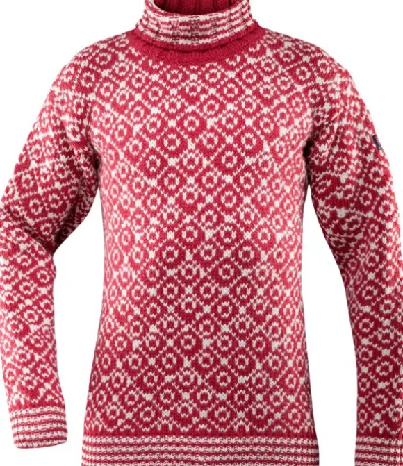 Devold Svalbard Sweater High Neck Unisex Hindberry/Off White