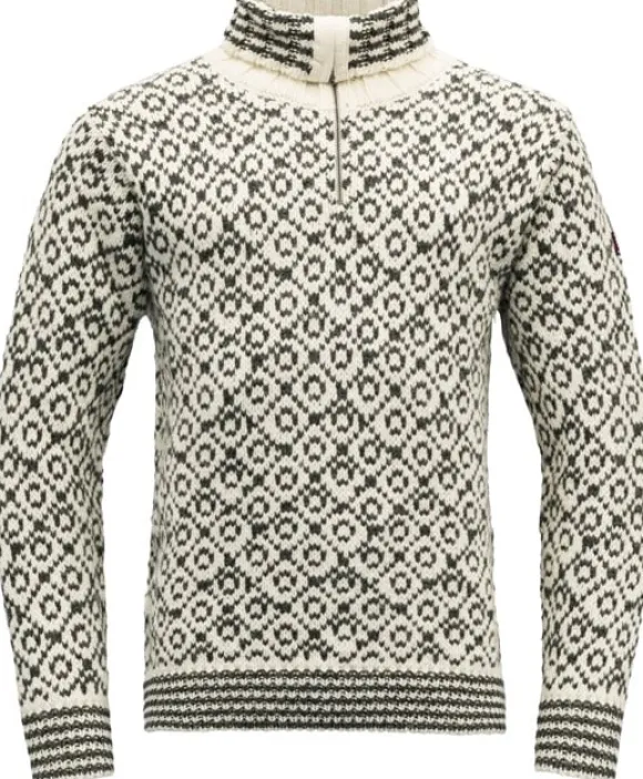 Devold Svalbard Sweater Zip Neck Unisex Off White/Anthracite