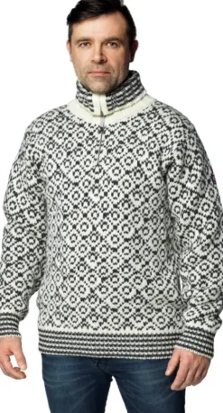 Devold Svalbard Sweater Zip Neck Unisex Off White/Anthracite