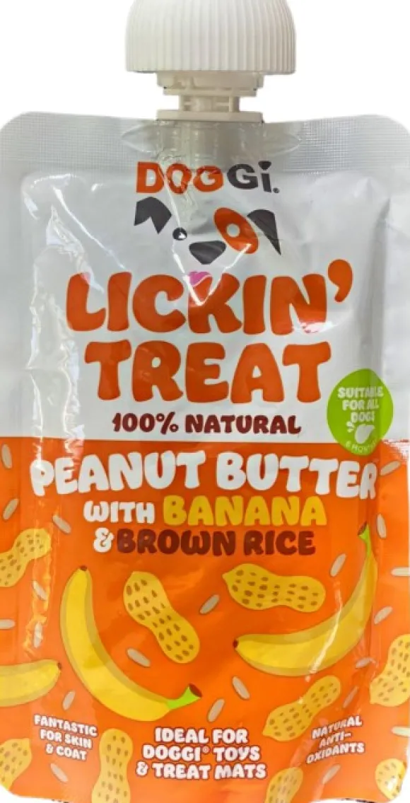 DOGGI Lickin' Treat Peanut Butter with Banana and Brown Rice makupala, 100 g