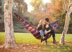 Eno DoubleNest Bluesign kahden hengen riippumatto, violetti/vaalea viininpunainen