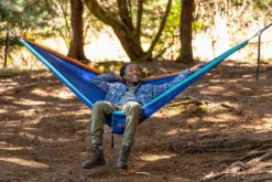 Eno DoubleNest Bluesign kahden hengen riippumatto, sininen/sinivihreä/oranssi