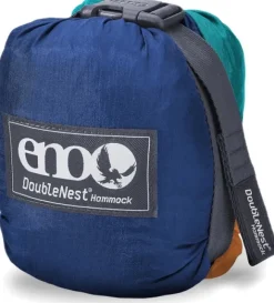 Eno DoubleNest Bluesign kahden hengen riippumatto, sininen/sinivihreä/oranssi