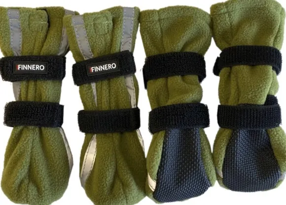 FinNero Hundsko HALLA koiran tossut, XL, 4-pack, Reflex Grön