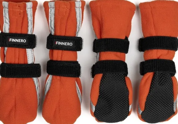 FinNero Hundsko HALLA koiran tossut, XXS-S, 4-pack, Reflex Orange