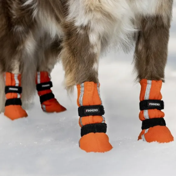 FinNero Hundsko HALLA koiran tossut, XXS-S, 4-pack, Reflex Orange