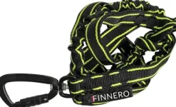 FinNero POWER talutushihna jousto-osiolla, musta/keltainen