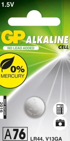 GP alkalinen nappiparisto 1,5V LR44, 1 kpl