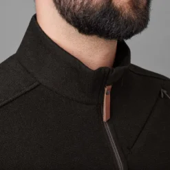 Härkila Metso Half Zip vetoketjullinen villapaita, tummanruskea