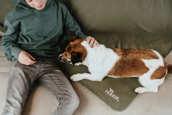 HUNTER Blanket Casper fleecepeitto, 140x100 cm, Olive Green