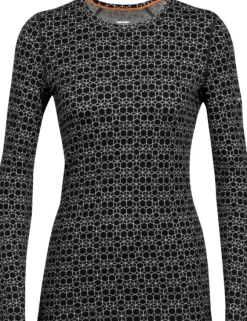 Icebreaker 250 Vertex LS Crewe Alpine Geo naisten kerrastopaita, musta/valkoinen