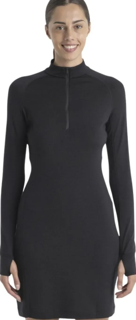 Icebreaker Mer 260 Granary LS Half Zip Tee Dress naisten mekko, Black