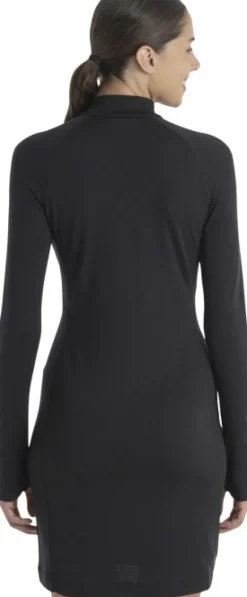 Icebreaker Mer 260 Granary LS Half Zip Tee Dress naisten mekko, Black