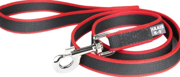 Julius K9 Premium Jogging Leash koiranhihna joustolla, 1,3 m, musta/punainen