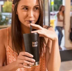 Klean Kanteen Straw Lid juomakansi pillinreiällä, musta