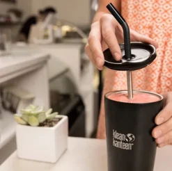 Klean Kanteen Straw Lid juomakansi pillinreiällä, musta