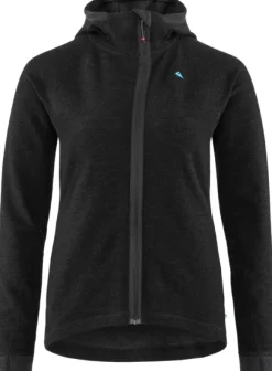 Klättermusen Hödur Hooded Zip naisten hupullinen välipaita, musta