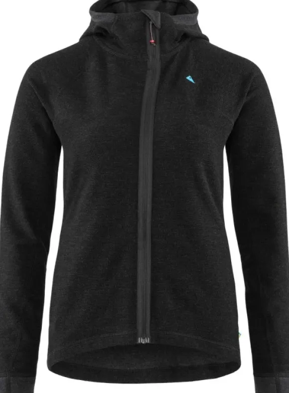 Klättermusen Hödur Hooded Zip naisten hupullinen välipaita, musta