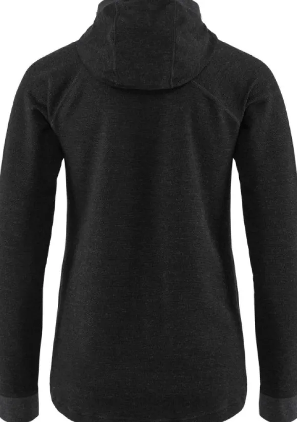 Klättermusen Hödur Hooded Zip naisten hupullinen välipaita, musta