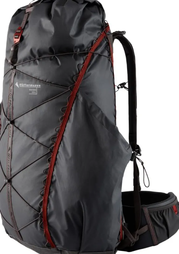 Klättermusen Raido 2.0 Backpack reppu, 55L, mustaharmaa
