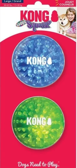 Kong Squeezz Geodz Ball koiranlelu, L, 2 kpl