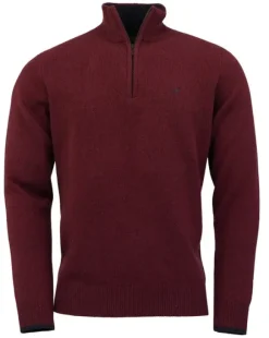 Laksen Brompton Zip-Neck villapaita, Burgundy