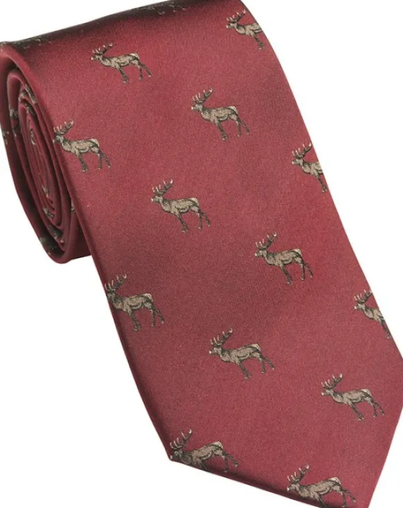 Laksen Stag Deer Silk Tie silkkisolmio, Vintage Red