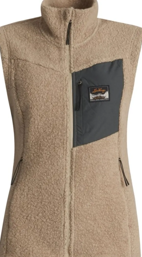 Lundhags Flok Wool Pile Vest naisten fleeceliivi, beige