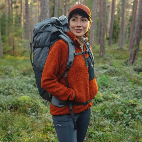 Lundhags Flok Wool Pile Vest naisten fleecetakki, punainen