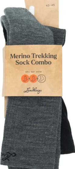 Lundhags Merino Trekking Sock Combo Mid sukat, Light Grey Melange/Black