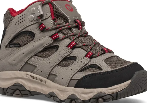 Merrell Junior Moab 3 Mid Waterproof vaelluskenkä junioreille, Boulder/Red