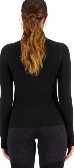 Mons Royale Cascade Merino Flex 200 Mock Neck naisten merinovillapaita, musta