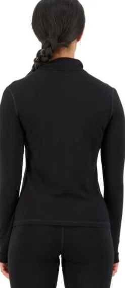 Mons Royale Cascade Merino Flex 200 1/4 Zip naisten kerrastopaita, musta