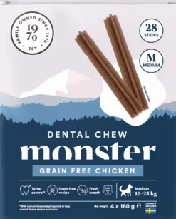 Monster Dog Dental Chew GF hammashoitoherkku kana, M, 28 kpl