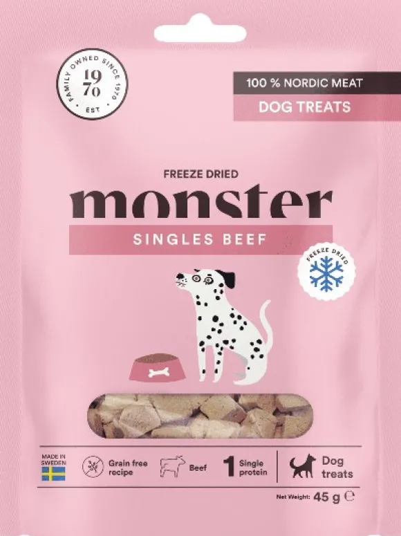 Monster Dog Treats Freeze Dried Beef pakastekuivattuja makupaloja nauta 45 g
