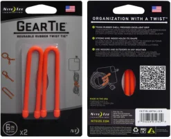 Nite Ize Gear Tie 6-Bright Orange 2-pack
