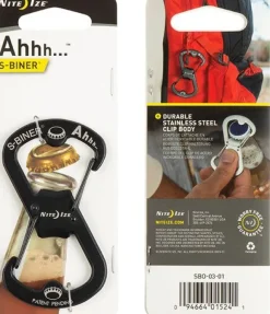 Nite Ize S-Biner Ahhh karabiinihaka pullonavaajalla, musta