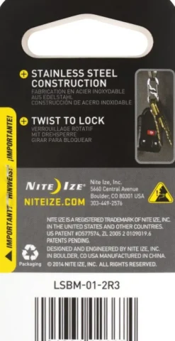 Nite Ize S-Biner MicroLock Stainless Steel 2-Pack Black
