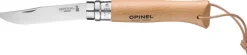 Opinel Classic No8 Stainless Steel Beechwood taittoveitsi nahkanauhalla, 8,5 cm