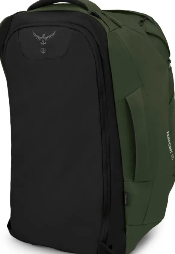 Osprey Farpoint 55 matkailurinkka, vihreä